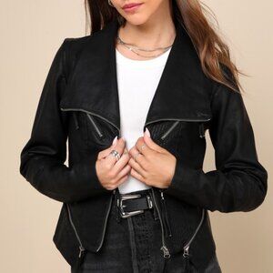 Lulus Up On A Tuesday Black Vegan Leather Jacket - Size XS